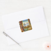 Cozy Kerstmis Living Room Vierkante Sticker (Envelop)