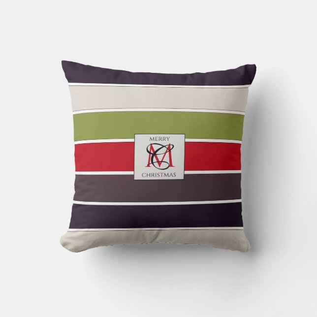 Cozy kerstpasta Color Palette Monogram Kussen (Voorkant)