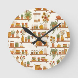 Cozy Kitchen Shelfie Watercolor Timepiece Ronde Klok