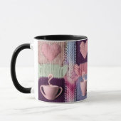 Cozy Knit Heart Patchwork Pink Mugs Combo Set (Gauche)