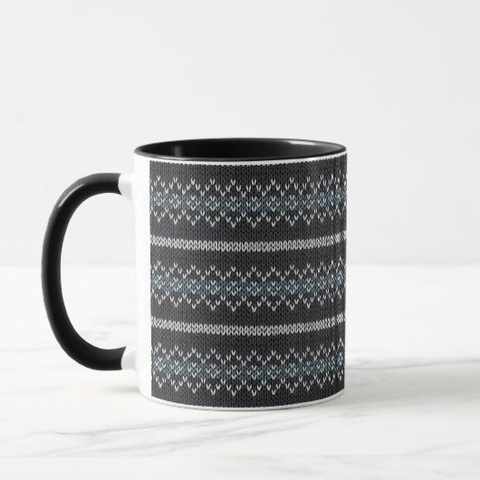 Cozy Knitted Pattern Black and Gray Mug (Gauche)
