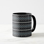 Cozy Knitted Pattern Black and Gray Mug Mok (Voorkant rechts)