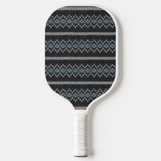 Cozy Knitted Pattern Black and Gray  Pickleball Paddle (Voorkant)