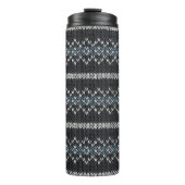 Cozy Knitted Pattern Black and Gray  Thermosbeker (Voorkant)