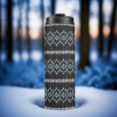 Cozy Knitted Pattern Black and Gray  Thermosbeker
