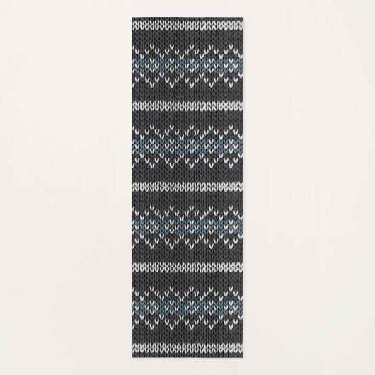 Cozy Knitted Pattern Black and Gray Yogamat (Voorkant)