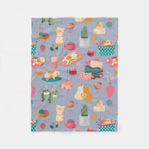 Cozy knot cats violet fleece deken
