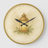 Cozy Lantern Winter Wall Clock – MerryMist Warm Gl Grote Klok (Voorkant)