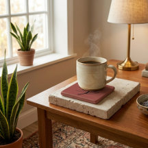 Cozy Lives Here | Warm Minimalist Stone Coaster -