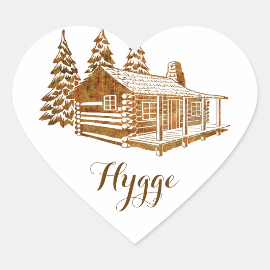 Cozy Log Cabin - Hygge of je eigen tekst Hart Sticker (Voorkant)