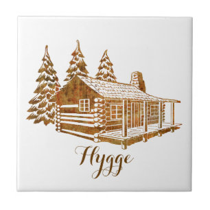 Cozy Log Cabin - Hygge of je eigen tekst Tegeltje