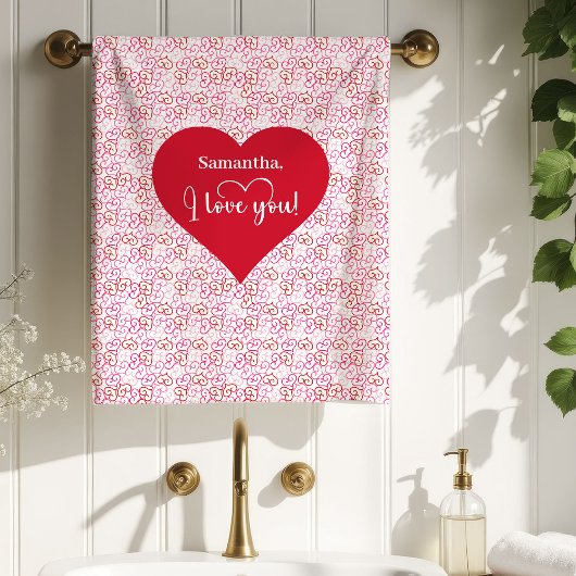 Cozy Love Hearts Valentine Gift Bath Towel