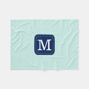 Cozy Mint Polka doet patroon met aangepast monogra Fleece Deken