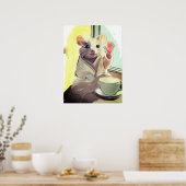 Cozy Morning Mouse Poster – schattige dierenkunst (Keuken)