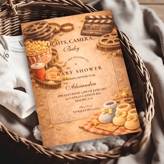 Cozy Movie Night Baby Shower Kaart
