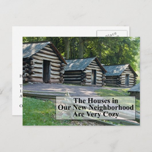 Cozy Nabuurschap - Grappig verandering van adres Aankondigingskaart (Voorkant / Achterkant)