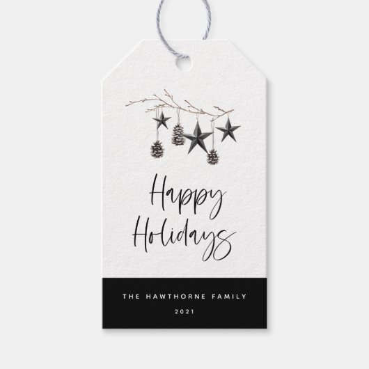 Cozy Natuur Prettige feestdagen Cadeaulabel (Voorkant)