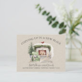 Cozy New Address met Fireplace Holiday Briefkaart (Staand voorkant)