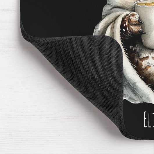 Cozy Owl with Coffee Mug Mouse Pad Muismat (Hoek)