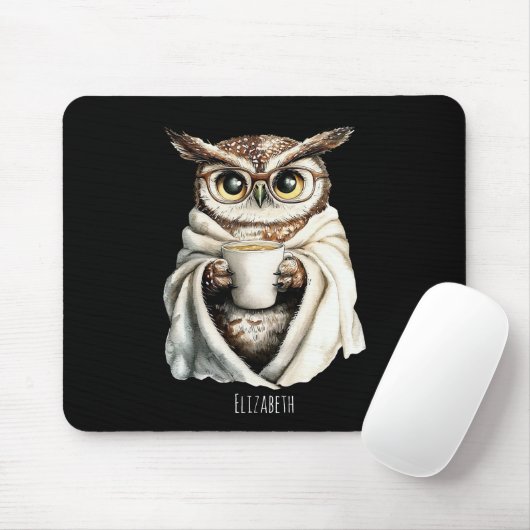 Cozy Owl with Coffee Mug Mouse Pad Muismat (Met muis)