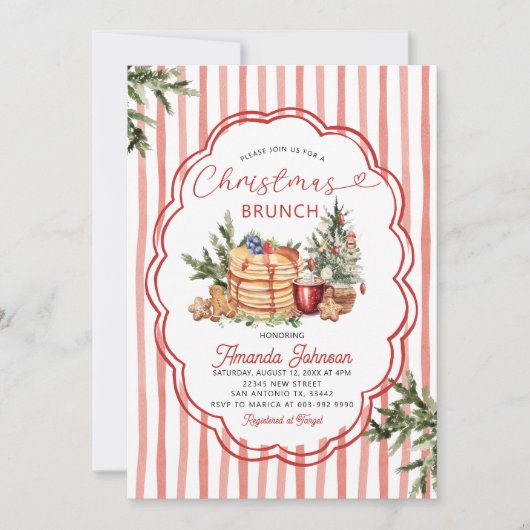 Cozy Pancakes & Holiday Pine Christmas Brunch Kaart (Voorkant)