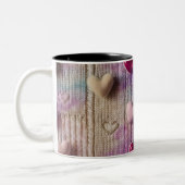 Cozy Pastel Knit Texture Multi Heart Two-Tone Mug (Gauche)