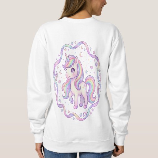 Cozy Pastel Unicorn Fleece Pullover (Dos)