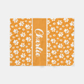 Cozy Paw Print Personalized Dog Blanket – Orange Fleece Deken (Voorkant (Horizontaal))
