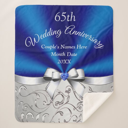 Cozy Personalized 65th Wedding Jubileum Gift Sherpa Deken (Voorkant)