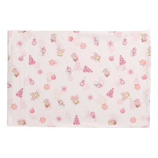 Cozy Pink Christmas Pattern Kussensloop (Achterkant)