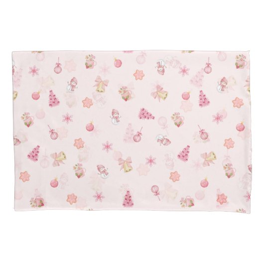 Cozy Pink Christmas Pattern Kussensloop (Voorkant)