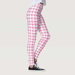 Cozy Pink Heart Designer Leggings