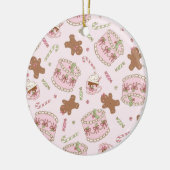 Cozy Pink Pastel Cake & Bow Christmas Apron Keramisch Ornament (Links)