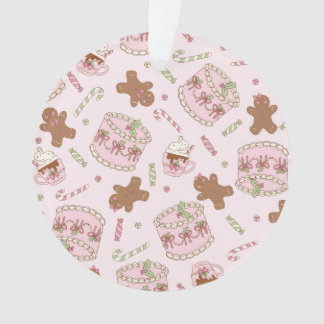 Cozy Pink Pastel Cake & Bow Christmas Apron Ornament