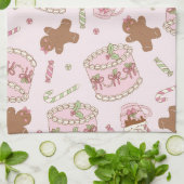 Cozy Pink Pastel Cake & Bow Christmas Apron Theedoek (Gevouwen)