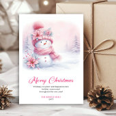 Cozy Pink Snowman Download Kids Christmas Greeting Feestdagenkaart
