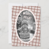 Cozy Plaid Gingham Christmas Custom Photo Collage Feestdagenkaart (Voorkant)