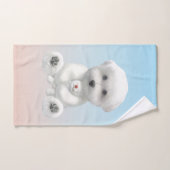 Cozy Plush Moment: Smiling Bichon Hugging Mini Pup (Serviette à main)