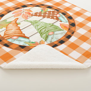 Cozy Pumpkin Buffalo Pset Gnome Sherpa Blanket Deken