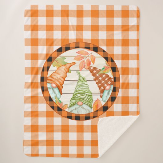 Cozy Pumpkin Buffalo Pset Gnome Sherpa Blanket Sherpa Deken (Voorkant)