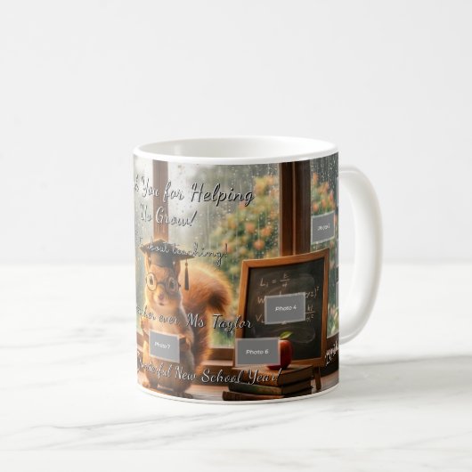 Cozy Rainy Day Squirrel Teacher Appreciation Mug (Devant droit)