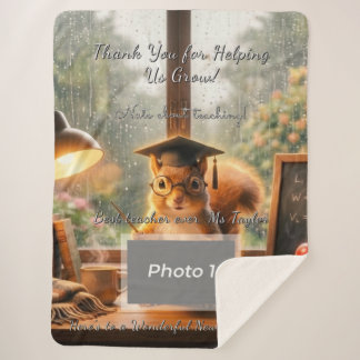 Cozy Rainy Day Squirrel Teacher Appreciation Sherpa Deken