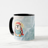 Cozy Reading Penguin Winter Coffee Tea Mug Mok (Voorkant links)
