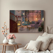Cozy Reading Sunset Room Wall Canvas
