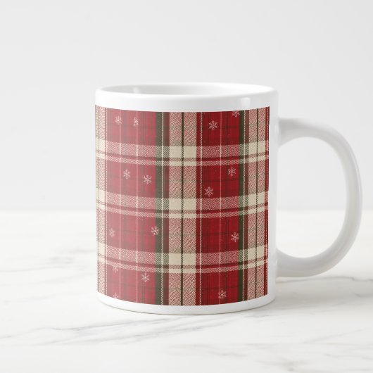 Cozy Red Plaid Snowflake Holiday Mug (Droite)