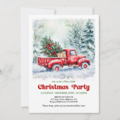 Cozy red truck Christmas scene festive invitation (Devant)