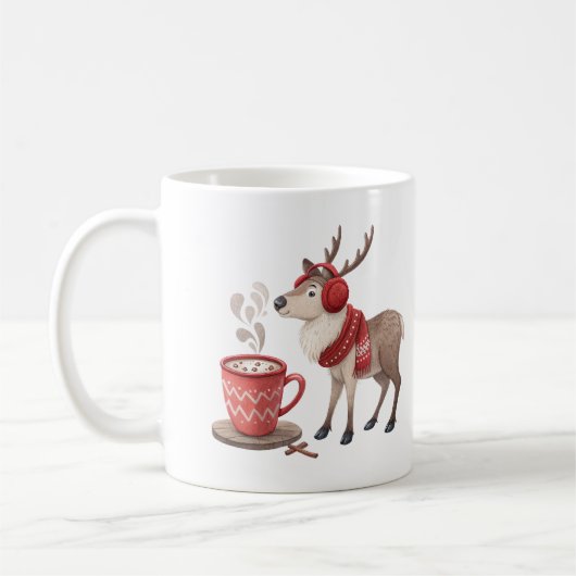 Cozy Reindeer Hot Cocoa Mug (Gauche)