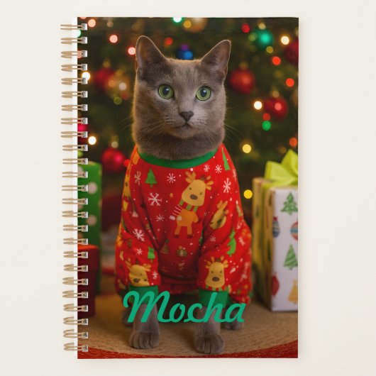 Cozy Russian Blue Cat Christmas Personalized  Planner (Voorkant)