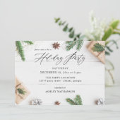 Cozy Rustic Pine Leaves Holiday Kaart (Staand voorkant)