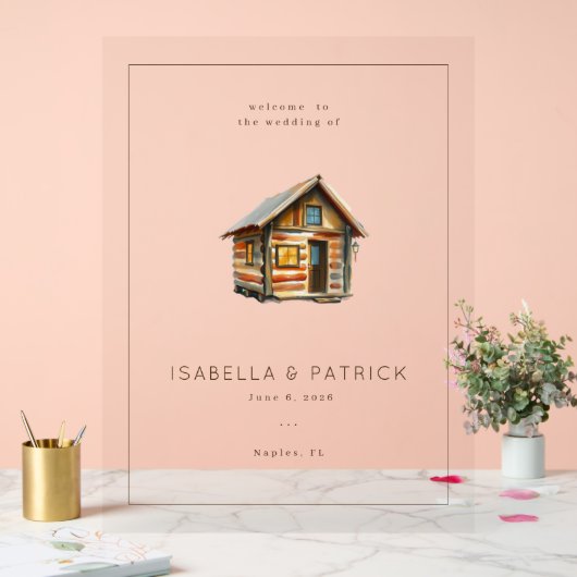 Cozy Rustic Watercolor Cabin (Mariage)